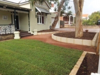 Limestone garden beds